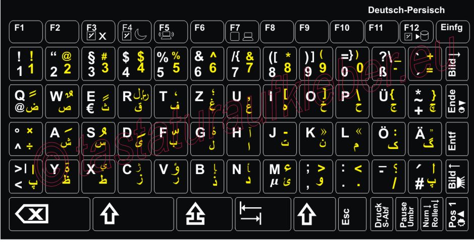 Tastaturaufkleber Deutsch-Pesisch (Farsi) - TASTATURAUFKLEBER für Ihren