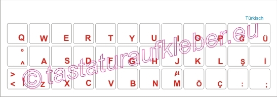 Tastaturaufkleber TÜRKISCH, rot, transparent