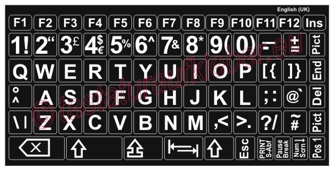 Tastaturaufkleber ENGLISCH (UK), Grosse Buchstaben