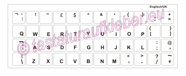 Tastaturaufkleber Englisch (UK), Schriftfarbe schwarz